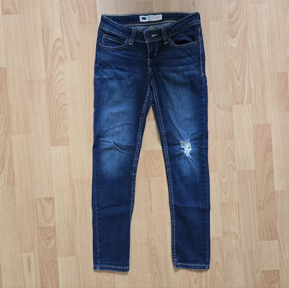 Levis demi curve low rise skinny distressed denim jeans size 0